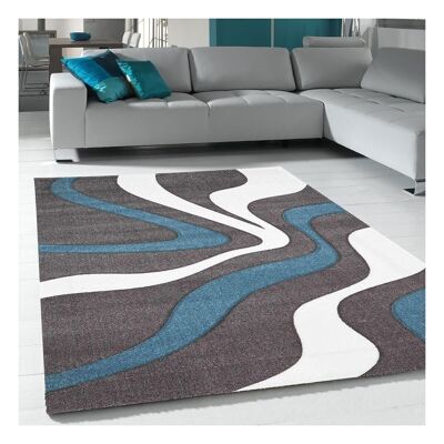 Living room rug 60x110 cm rectangular diamond waves gray entrance suitable for underfloor heating