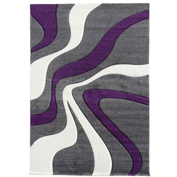 Tapis de salon 160x230 cm rectangulaire diamond vagues violet salon adapté au chauffage par le sol 2