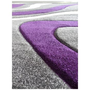 Tapis de salon 160x230 cm rectangulaire diamond vagues violet salon adapté au chauffage par le sol 4