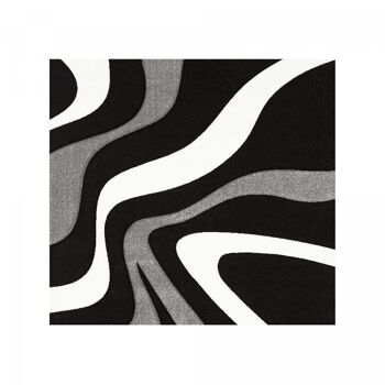 Tapis de salon 160x160 carre cm carré diamond vagues noir salon adapté au chauffage par le sol 1