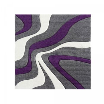 Tapis de salon 160x160 carre cm carré diamond vagues violet salon adapté au chauffage par le sol 1