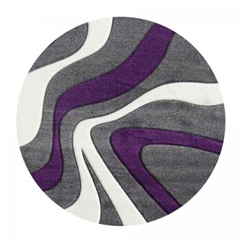 Tapis de salon 140x140 cm rond diamond vagues violet chambre adapté au chauffage par le sol 1