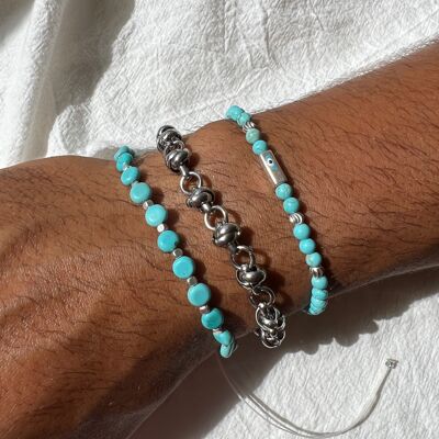 Turquoise Summer Beads Mens Bracelet, Turquoise Bracelets, Beaded Bracelet, Evil Eye Bracelet, Gift for Her, Made in Greece.