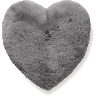Fluffy Valentine heart cushion_Grey
