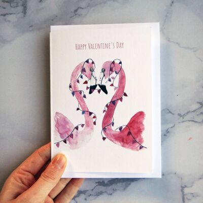 Valentine's Day Flamingo Card