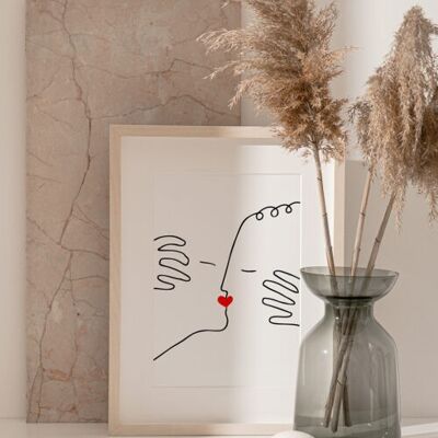 Póster beso de amor - Tamaño 30 x 40 cm
