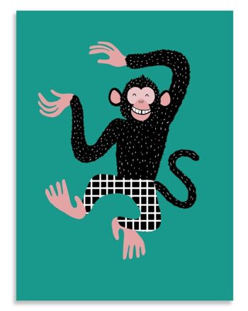 Affiche singe, Barnabé le Chimpanzé, tirage papier d'art signé