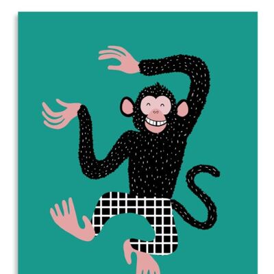 Monkey poster, Barnabas the Chimpanzee, signed fine art print
