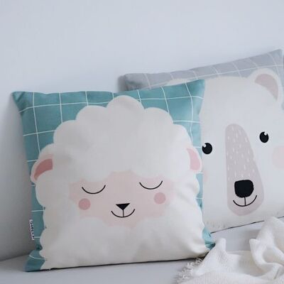 MOUTON Coussin beige Larg. 50 x Long. 50 cm