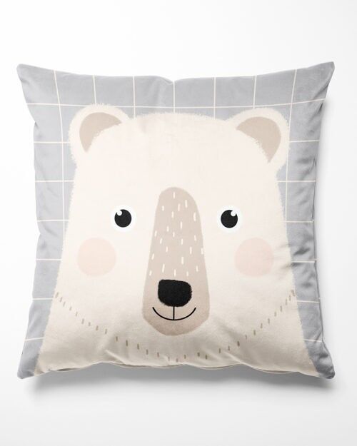 Coussin en velours ours double face Simone l'oursonne