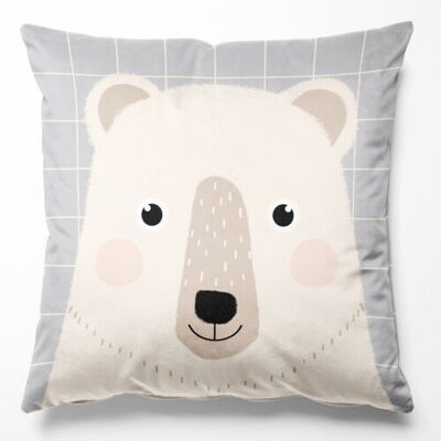 Double-sided bear velvet cushion Simone the bear