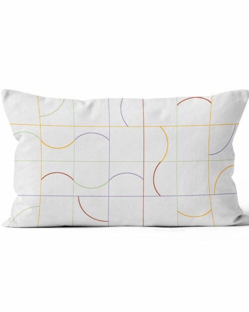 Coussin en velours Quadri recto demi-cercles verso courbes