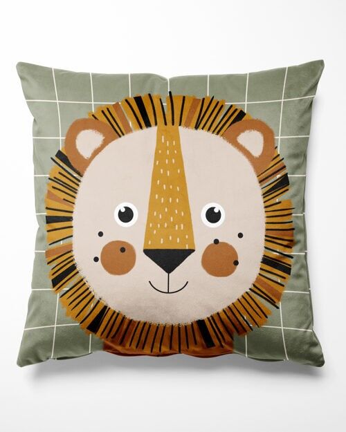 Coussin réversible en velours Léon le Lion