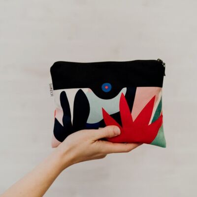 Floral print velvet pouch