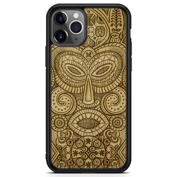 Étui de téléphone en bois masque tribal 8