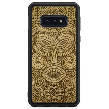 Étui de téléphone en bois masque tribal 19