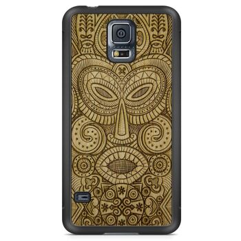 Étui de téléphone en bois masque tribal 26