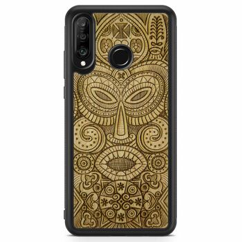 Étui de téléphone en bois masque tribal 31