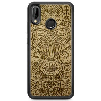 Étui de téléphone en bois masque tribal 33