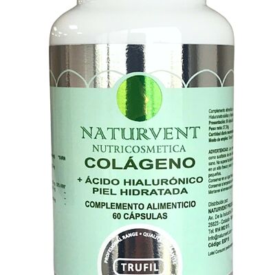 COLLAGENE Idrolizzato con Acido Ialuronico e Vitamina C. Pelle Idratata e Giovane. Riduce le rughe. 60 capsule