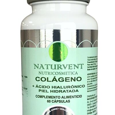 COLLAGENE Idrolizzato con Acido Ialuronico e Vitamina C. Pelle Idratata e Giovane. Riduce le rughe. 60 capsule