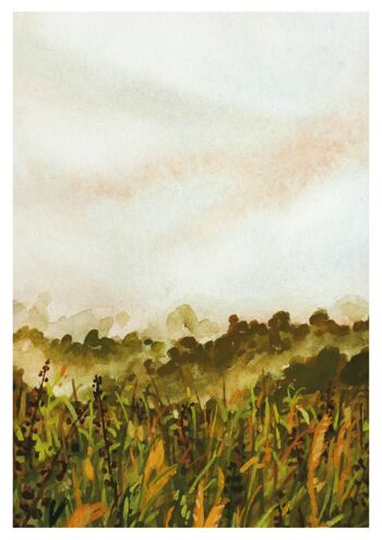 CARTE POSTALE ART 'MISTY FIELD JAUNE' - A6 2