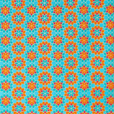 Geometrischer Druck in Blau/Orange