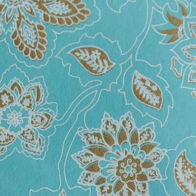 DAHLIA TURQUOISE PAPIER CADEAU BLEU