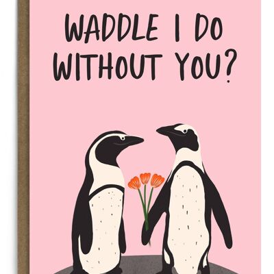 Biglietto di San Valentino Waddle I Do | Carta di anniversario | Amore