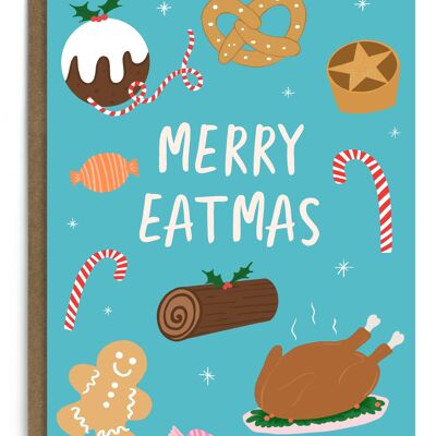 Feliz Eatmas | Tarjeta de Navidad | Cena de Navidad | Festivo