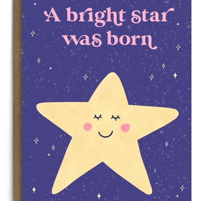 Une étoile brillante est née | Nouvelle carte de bébé | Nouvelle carte parentale