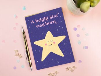 Une étoile brillante est née | Nouvelle carte de bébé | Nouvelle carte parentale 5