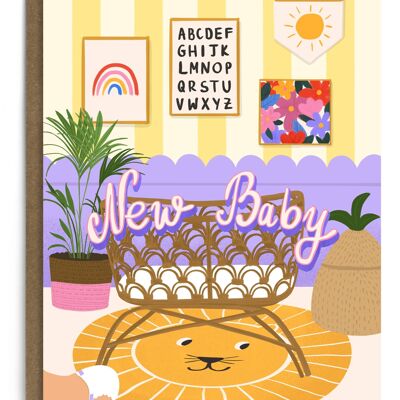 Nueva tarjeta brillante del bebé | Tarjeta de bebé de género neutral | Unisexo