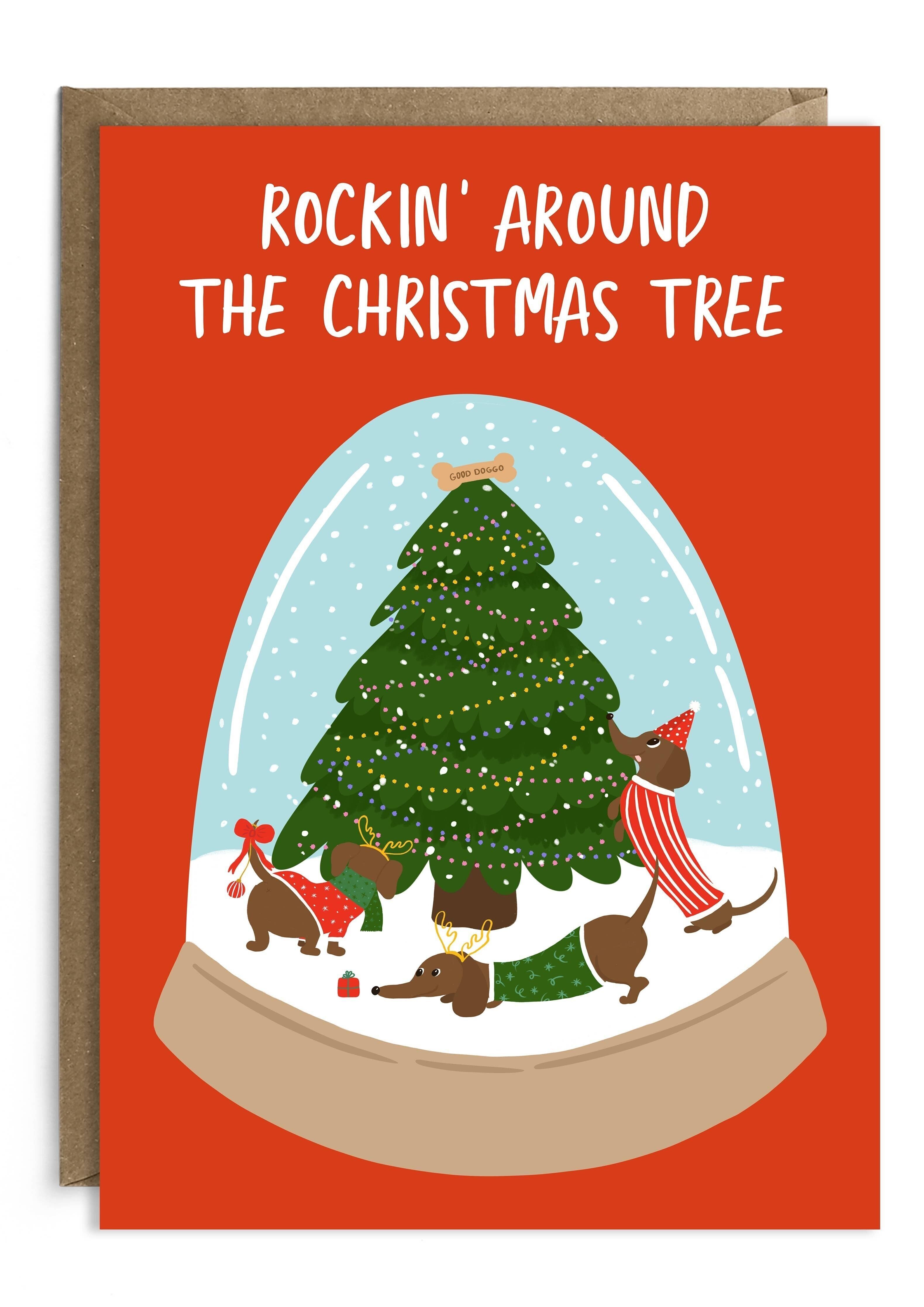 Biglietto natalizio bassotto | Carta di vacanza | Carta stagionale