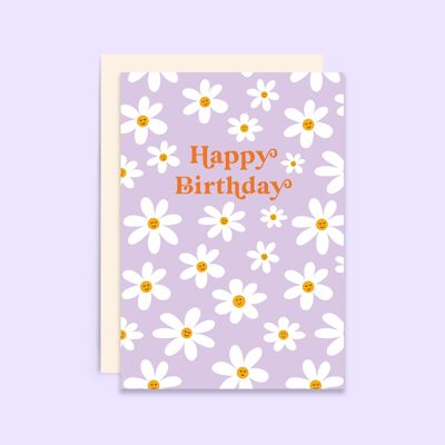 Daisy Birthday Card | Retro Female Birthday Card | Floral