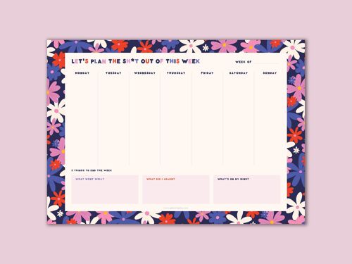 Flowers A4 Weekly Planner Pad