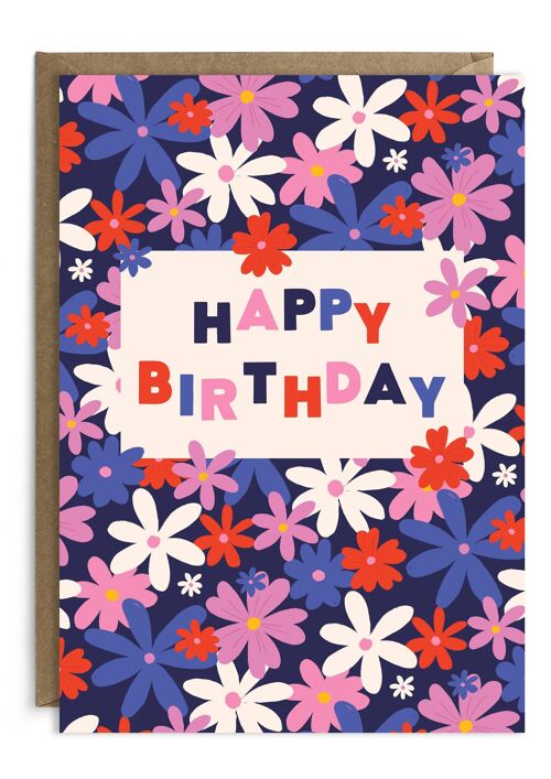 Flowers Happy Birthday Card | Female Birthday Card | Bold