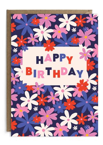 Carte de joyeux anniversaire de fleurs | Carte d'anniversaire femme | Audacieux 1
