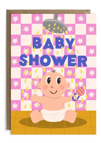 Carte drôle de douche de bébé | Carte de naissance non sexiste 1