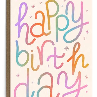 Tarjeta del feliz cumpleaños | tarjeta de cumpleaños de la tipografía | Tarjeta Femenina