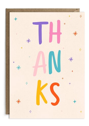 Carte de remerciement joyeuse | Carte de remerciement de typographie | Coloré 1