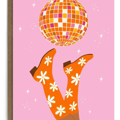 Gänseblümchen-Disco-Karte | Grußkarte | Weibliche Geburtstagskarte