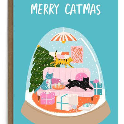 Carte de Noël joyeux Catmas | Carte saisonnière | Carte de vacances