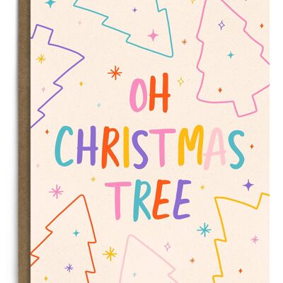 Oh carte de Noël d'arbre de Noël | Carte de vacances | De fête