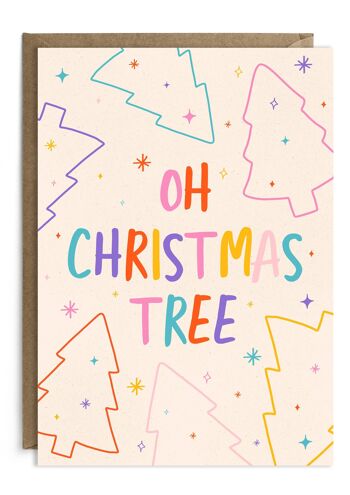 Oh carte de Noël d'arbre de Noël | Carte de vacances | De fête 1