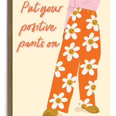 Carte d'encouragement positive pour les pantalons | Carte Je pense à toi