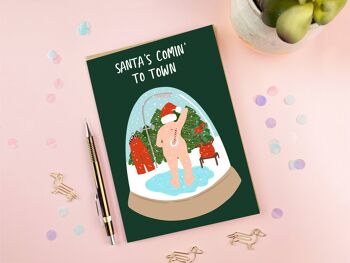Le Père Noël arrive en ville | Carte de Noël drôle | Carte de vacances 2
