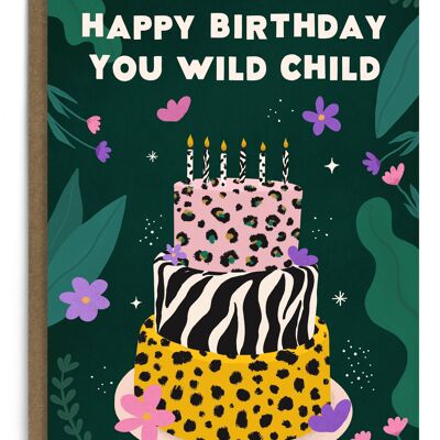 Biglietto di compleanno per bambini selvaggi | Carta leopardata | Carta femminile