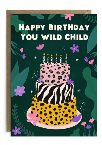 Carte d'anniversaire enfant sauvage | Carte imprimée léopard | Carte Femme 1
