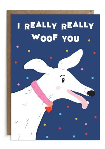 Woof vous | Carte drôle de Saint Valentin | Carte d'anniversaire de chien 1